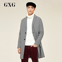 GXG 男装 秋季男士时尚韩版潮流经典千鸟格中长款棉风衣外套