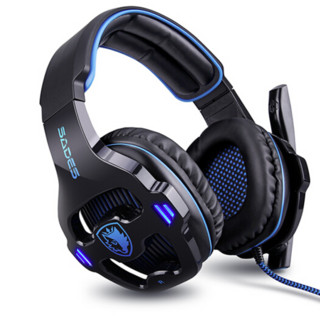 SADES 赛德斯 SA903 耳罩式头戴式降噪有线耳机 黑蓝 USB口