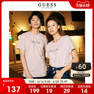 GUESS 盖尔斯 2021新女字母LOGO棉圆领短袖T恤-Q1FK26K2Q43