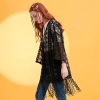 Meters bonwe/美特斯邦威 女款性感蕾丝衫披肩外套中长款