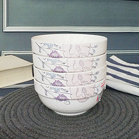 鑫向前 陶瓷餐具清新物语5英寸4只套装护边饭碗瓷碗具套装家用微波炉可用