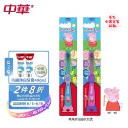 中华牙膏 中华宝贝系列 小猪佩奇IP款 抗菌软毛卡通儿童牙刷x1支 2-6岁乳牙期 站立吸盘式 颜色随机