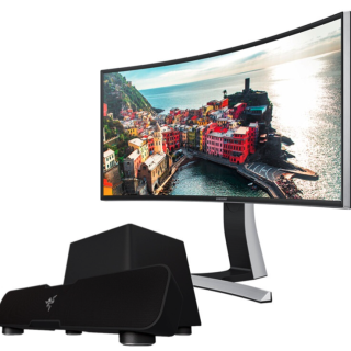 SAMSUNG 三星 S34E790C 34英寸 MVA 曲面 显示器(3440×1440、60Hz)+雷蛇 利维坦巨兽 5.1声道音箱