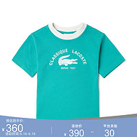 LACOSTE法国鳄鱼童装21夏季新款时尚撞色印花透气短袖T恤TJ0243 F7H/水蓝 4A