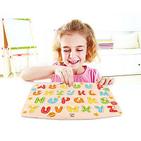 Hape 四阶字母启蒙小抓手拼图儿童3-6岁宝宝拼板认知益智玩具男孩女孩玩具夹板MDF材质