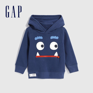 Gap男女幼童碳素软磨抓绒运动卫衣 春季新款可爱童装连帽衫上衣