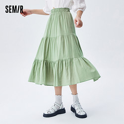 Semir 森马 13-030200035 纯棉肌理拼接宽松裙子