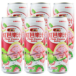 HAMU 哈姆 Hamu中国台湾进口鲜活红芭乐汁 特色番石榴营养果汁490ml*6罐装 健康水果饮料 整箱礼盒装