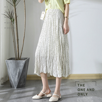 La Chapelle 拉夏贝尔 女士碎花雪纺半身裙 9T212QY502302 米白/黑点花 F