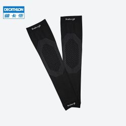 DECATHLON 迪卡侬 袖套男女秋跑步健身训练防晒护臂马拉松运动健身手套RUNR 曜石黑XS/S 均码