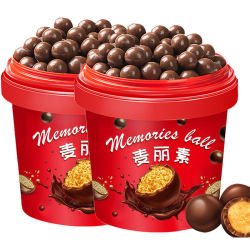 panpanfoods盼盼麦丽素桶装巧克力豆丝滑可可味一桶