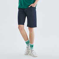 MARK FAIRWHALE 马克华菲 牛仔裤男式夏季新款潮流活力刺绣原色丹宁短裤
