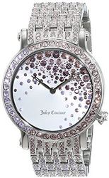 Juicy Couture 橘滋 LA Luxe 女式石英手表银色表盘模拟显示和紫色不锈钢表链 1901347