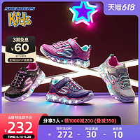 SKECHERS 斯凯奇 Skechers斯凯奇青少年款女童星星闪灯鞋魔术贴休闲运动鞋10920L