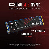 PNY 必恩威 XLR8 CS3040 M.2 NVMe Gen4 x4 内置固态硬盘 (SSD) 1TB,读取5600 MB/s,写入速度4300 MB/s