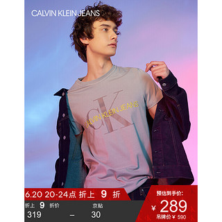 Calvin Klein 卡尔文·克莱 CK Jeans 男装时尚短袖全棉休闲帅气T恤 J315931 PS7-灰色 M