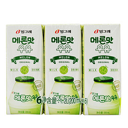 Binggrae 宾格瑞 韩国哈密瓜牛奶风味乳饮料200ml*6盒