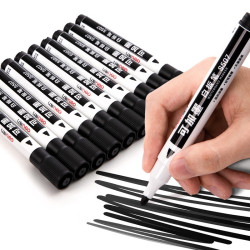 deli得力可加墨白板笔可擦易擦10支黑办公用品