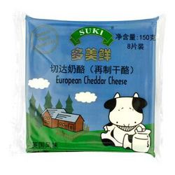 SUKI 多美鲜 切达奶酪片 150g*2 欧洲进口 再制干酪 芝士片