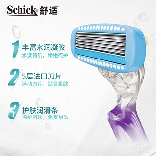 Schick/舒适舒绮脱毛刀女士刮毛刀私处腋毛剃毛刀去毛器脱腿毛（敏感肌肤款（1刀架+3刀头））