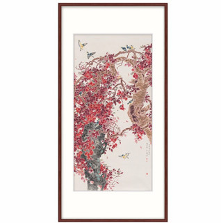 橙舍 戴志文 花鸟画水墨国画《喜鸟红荔》装裱180x90cm 宣纸 雅致红褐