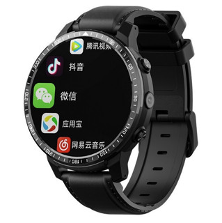 鸣动 SUPER SPEED 4G网络 智能手表 50mm 黑色 皮革表带 黑色（GPS、蓝牙、Wi-Fi、4G全网通、蓝牙、心率）