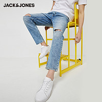 JACK&JONES; 杰克琼斯 220232512 男士百搭弹力浅色破洞潮流牛仔裤