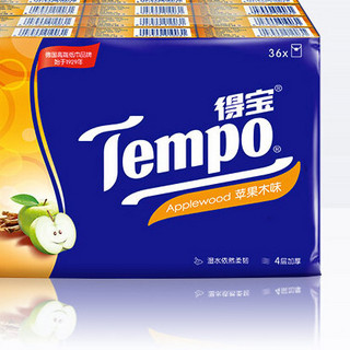 Tempo 得宝 手帕纸 苹果木味4层7张*12包 湿水不破 纸巾小包 面巾纸