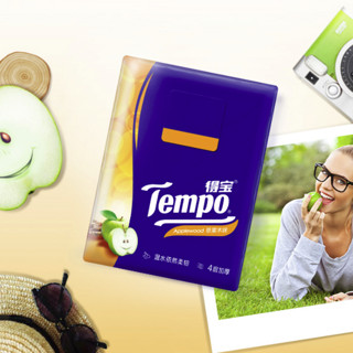 Tempo 得宝 手帕纸 苹果木味4层7张*12包 湿水不破 纸巾小包 面巾纸