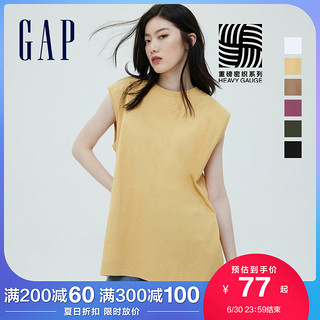 Gap女装纯棉无袖T恤688847 2021夏季新款内搭上衣女 黑色 L