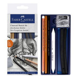 FABER-CASTELL 辉柏嘉 德国辉柏嘉（Faber-castell）炭笔素描铅笔套装绘画专用美术手绘速写专业成人美术生初学者工具套装114002