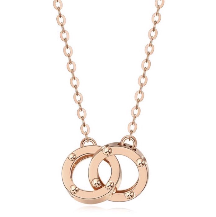 chj jewellery 潮宏基 xqk30007515 环环相扣18k玫瑰金项链 42cm 0.7g