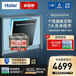 Haier 海尔 EYW13029T嵌入式家用13套大容量全自动洗碗机 智能开门烘干 可洗锅 智能洗 无门板