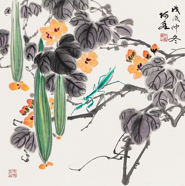 弘舍 王君永 新中式客厅装饰画《闲心逸趣》成品尺寸65x65cm 宣纸 田园柚木