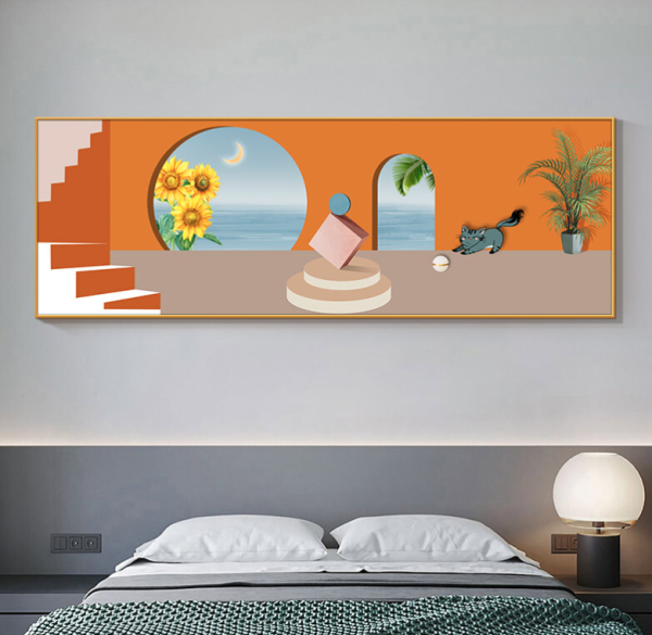 mhmh卧室装饰画现代简约抽象艺术油画莫兰迪02150x40cm