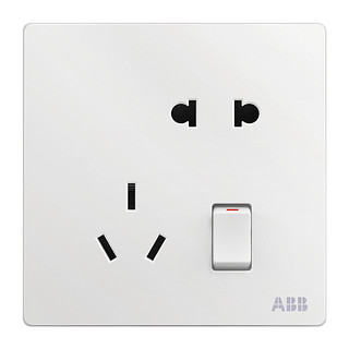 ABB官方旗舰店官网五孔开关插座面板abb五孔USB插座 轩致雅典白（五联边框）