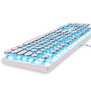 AJAZZ 黑爵 AK40s 104键 有线机械键盘 白色 国产青轴 蓝光