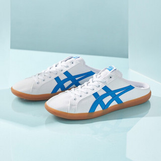 Onitsuka Tiger鬼塚虎情侣帆布休闲鞋半拖鞋DD TRAINER SABOT直播（22） 白色/蓝色 41.5