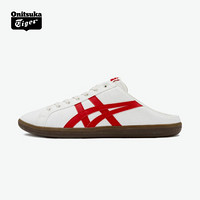 Onitsuka Tiger鬼塚虎情侣帆布休闲鞋半拖鞋DD TRAINER SABOT直播 米白色/红色 44.5