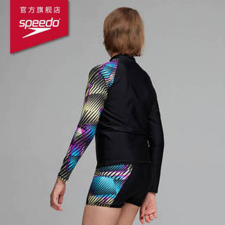 Speedo/速比涛 儿童印花长袖防晒上衣 812413G022 黑色 5-6