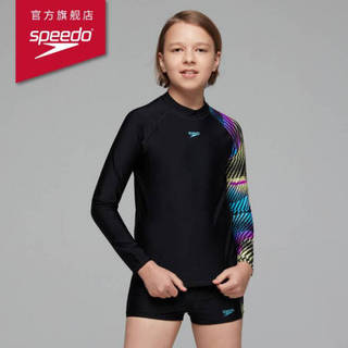 Speedo/速比涛 儿童印花长袖防晒上衣 812413G022 黑色 7-8