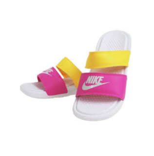 NIKE 耐克 Benassi Duo Ultra Slide 女子拖鞋 819717-102 白/玫红/黄 38