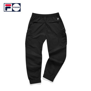 FILA FUSIONx WM白山联名梭织长裤男2021夏秋新款束脚卫裤休闲裤 深黑-BK 190/96A/XXXL