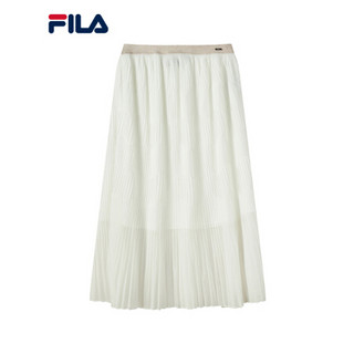 FILA 斐乐官方女子半身裙 2021年秋季新款过膝裙运动休闲半裙女 本白色-WT 175/74A/XL