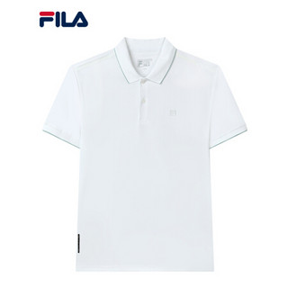 FILA 斐乐官方男子短袖POLO衫 2021年秋季新款简约时尚运动半袖 标准白-WT 165/88A/S