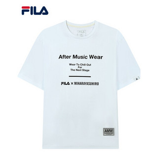 FILA x MIHARA斐乐男士联名T恤2021年夏秋新款短袖衫潮流圆领上衣 白色-WT 180/100A/XL