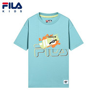 FILA KIDS斐乐童装男童短袖T恤2021夏季新款儿童潮流上衣休闲装 蓝绿色-TQ 170cm