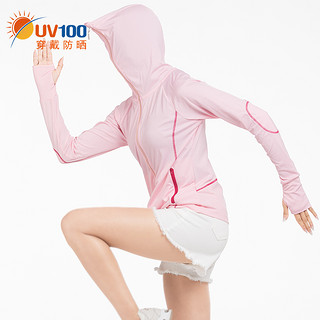 UV100防晒衣女夏季新款防紫外线凉感透气宽松运动防晒服外套71033（S、樱花粉（升级款）-遮蔽率98.91%）