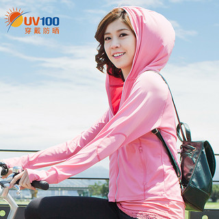 UV100防晒衣女夏季新款防紫外线凉感透气宽松运动防晒服外套71033（2L、蜜桃粉）
