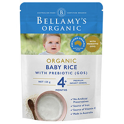 BELLAMY'S 贝拉米 Bellamy）原味高铁米粉 益生元有机婴儿宝宝辅食米糊澳洲进口4个月以上125g